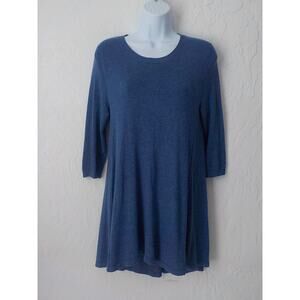 Survival Women Small Coastal Blue Knit Dress Pullover A-Line Half Sleeve Viscose